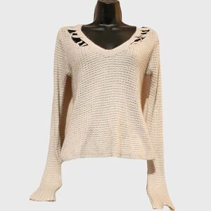 Aeropostale MD Cream White V-neck Sweater